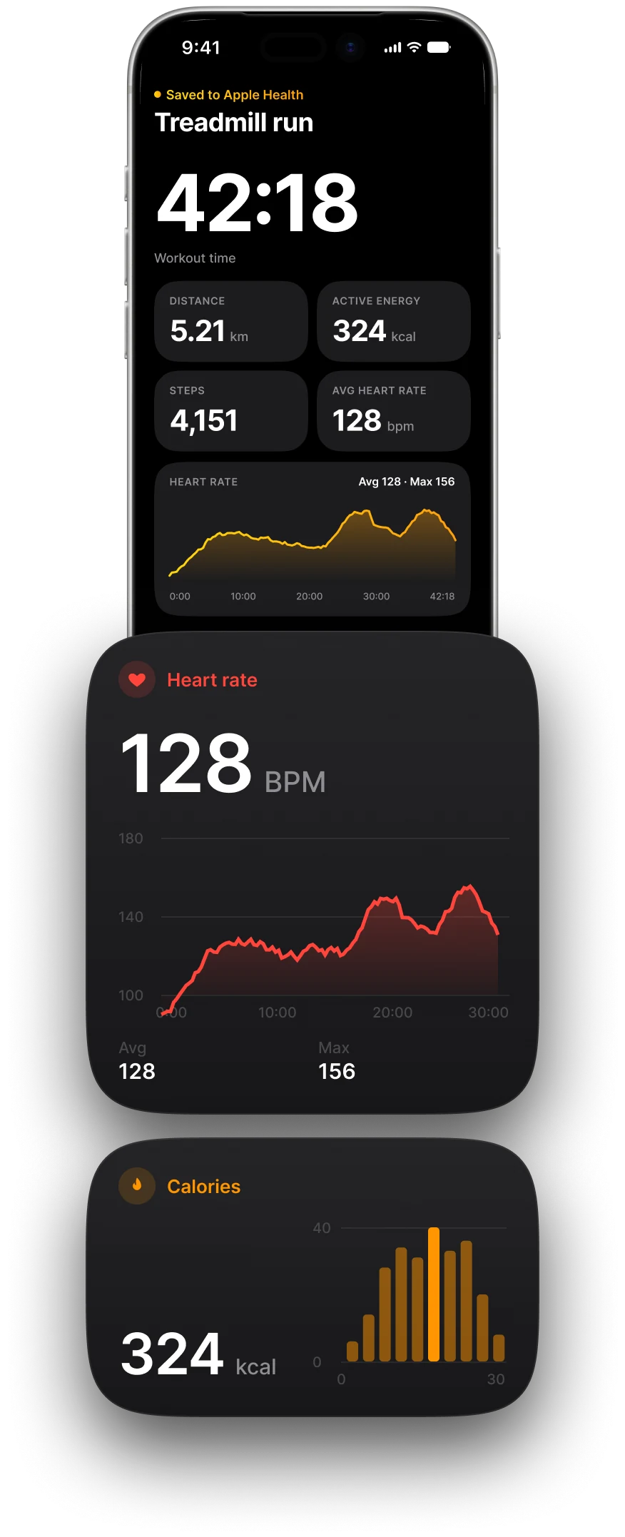 Тренировки, сохранённые в Apple Health в Treadmill Pro