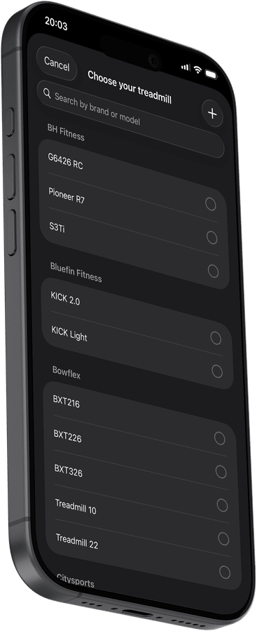 Choose your treadmill — supported brands and models in Treadmill Pro