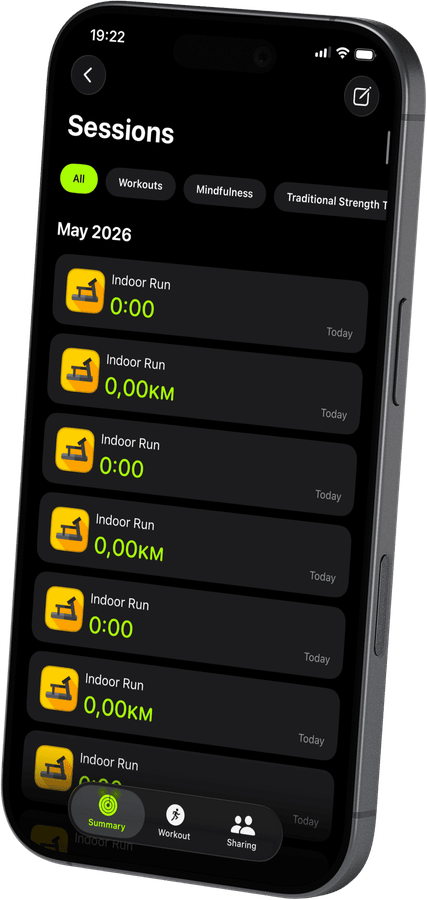 Workout sessions saved to Apple Health in Treadmill Pro